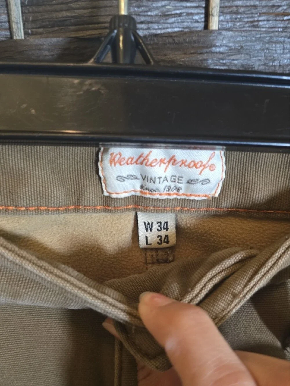 Weatherproof Vintage Men's Tan 5-Pocket Khaki Straight Leg Pants 34x34